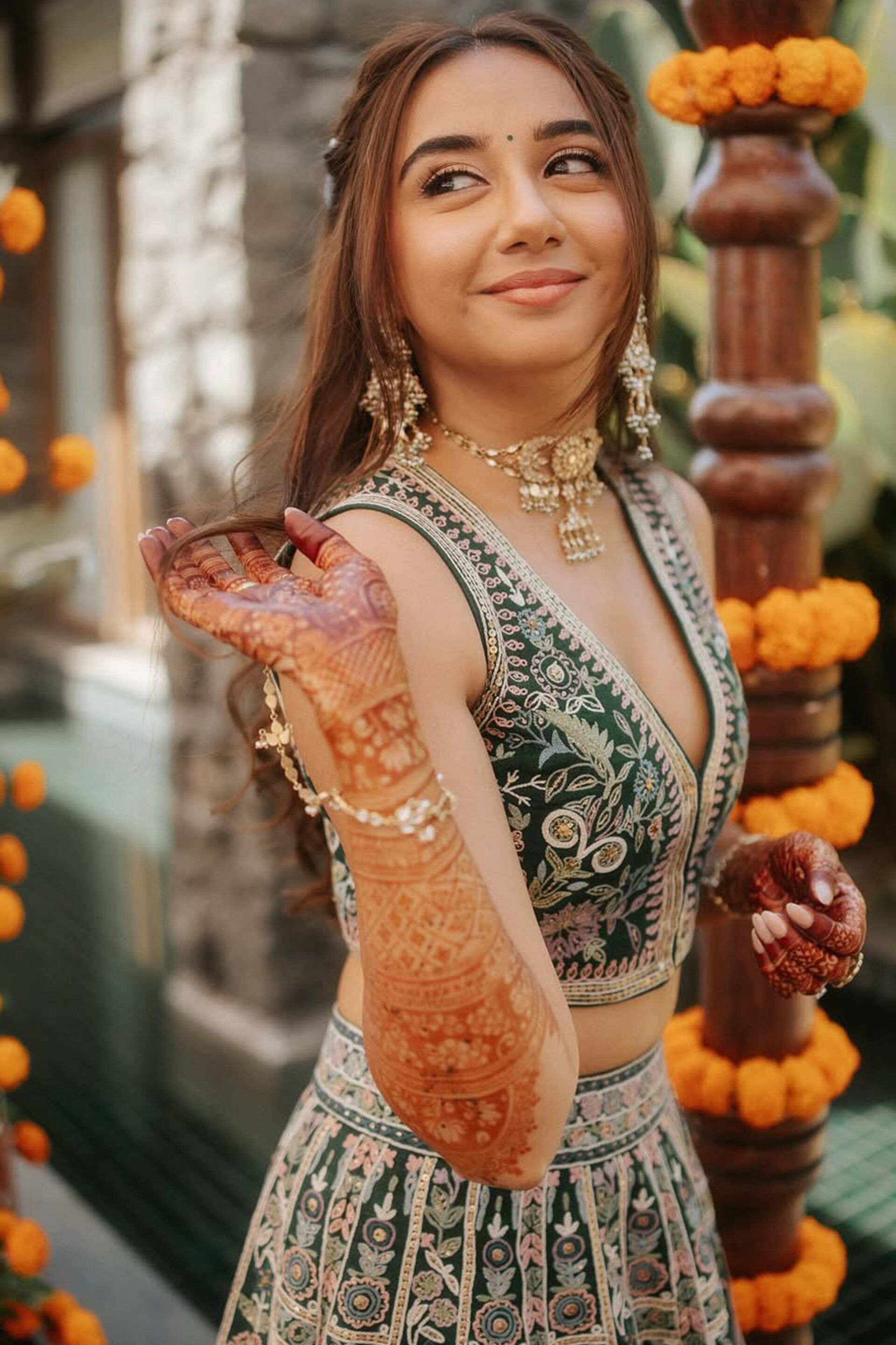 Flora Forest SEWA Hand-embroidered Skirt Set - Green, , image 7